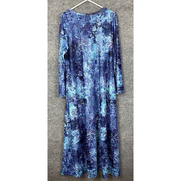 Soft Surroundings Velvet Dress Women's Large Maxi Blue and Purple Long Sleeve - Picture 10 of 15